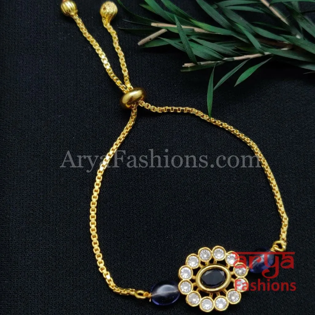 Kundan Pearl Chain Bracelet/ Rajwadi Bracelet/ Kundan Chain Bracelet