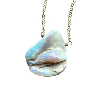 Large Australian Opal Pendant Necklace 14kt Gold Filled