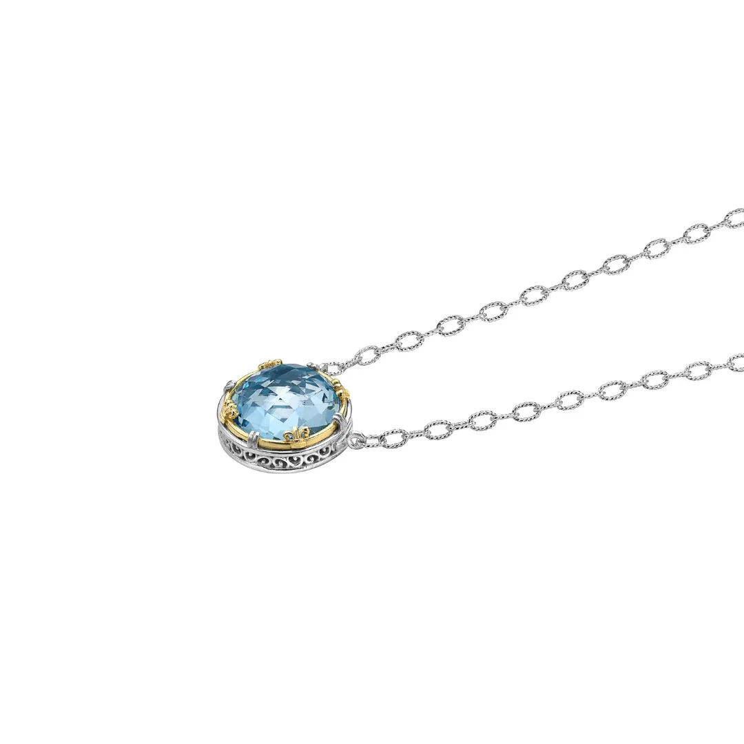 Large Round Blue Topaz Necklace