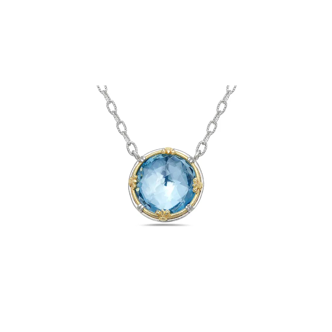 Large Round Blue Topaz Necklace