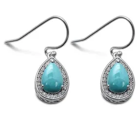 Larimar Teardrop Cubic Zirconia Sterling Silver Earrings