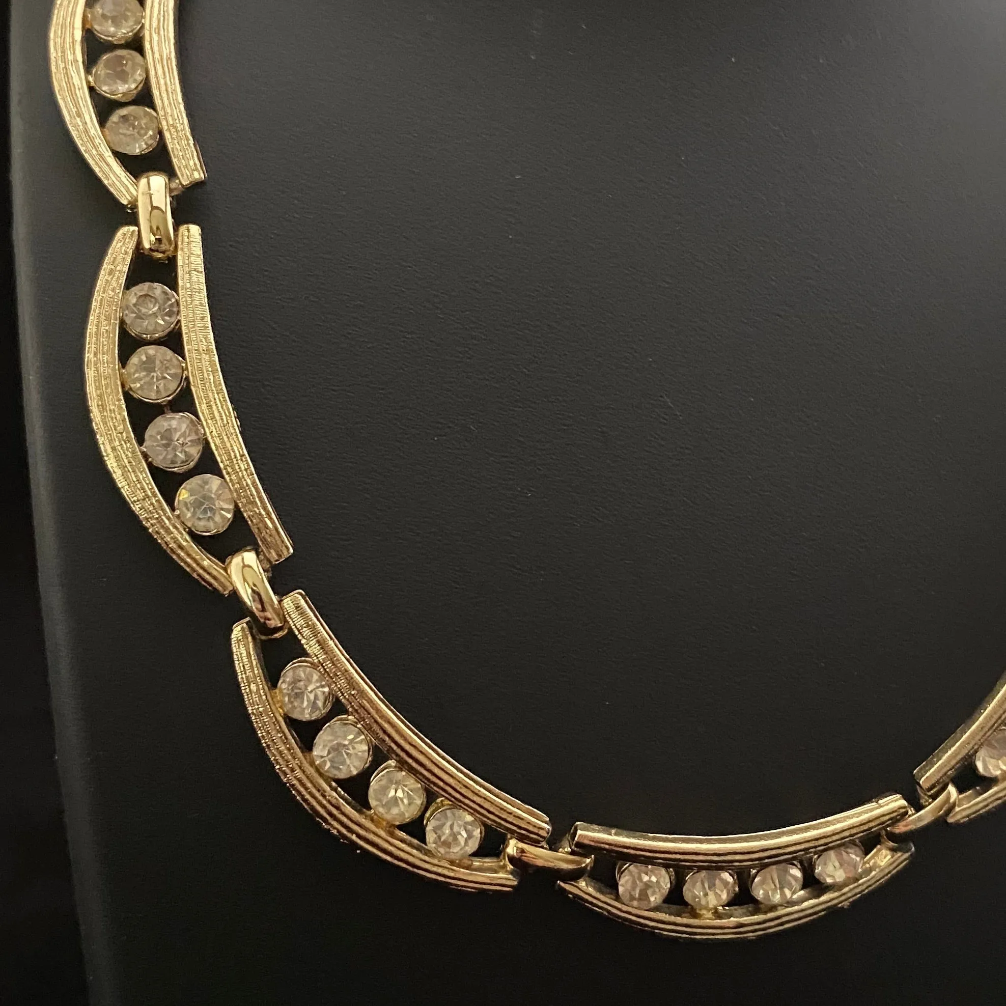 Late 50s/ Early 60s Coro Gold & Rhinestone Necklace