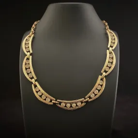 Late 50s/ Early 60s Coro Gold & Rhinestone Necklace