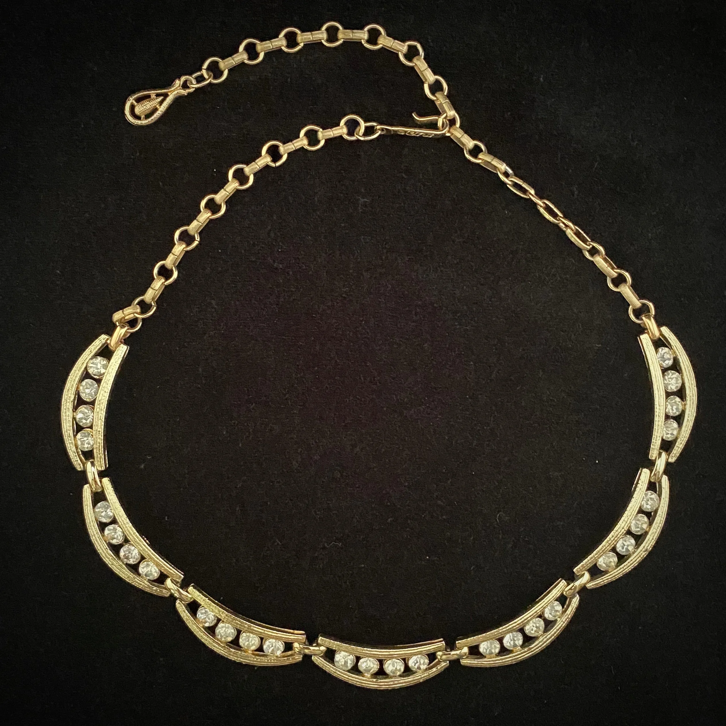 Late 50s/ Early 60s Coro Gold & Rhinestone Necklace