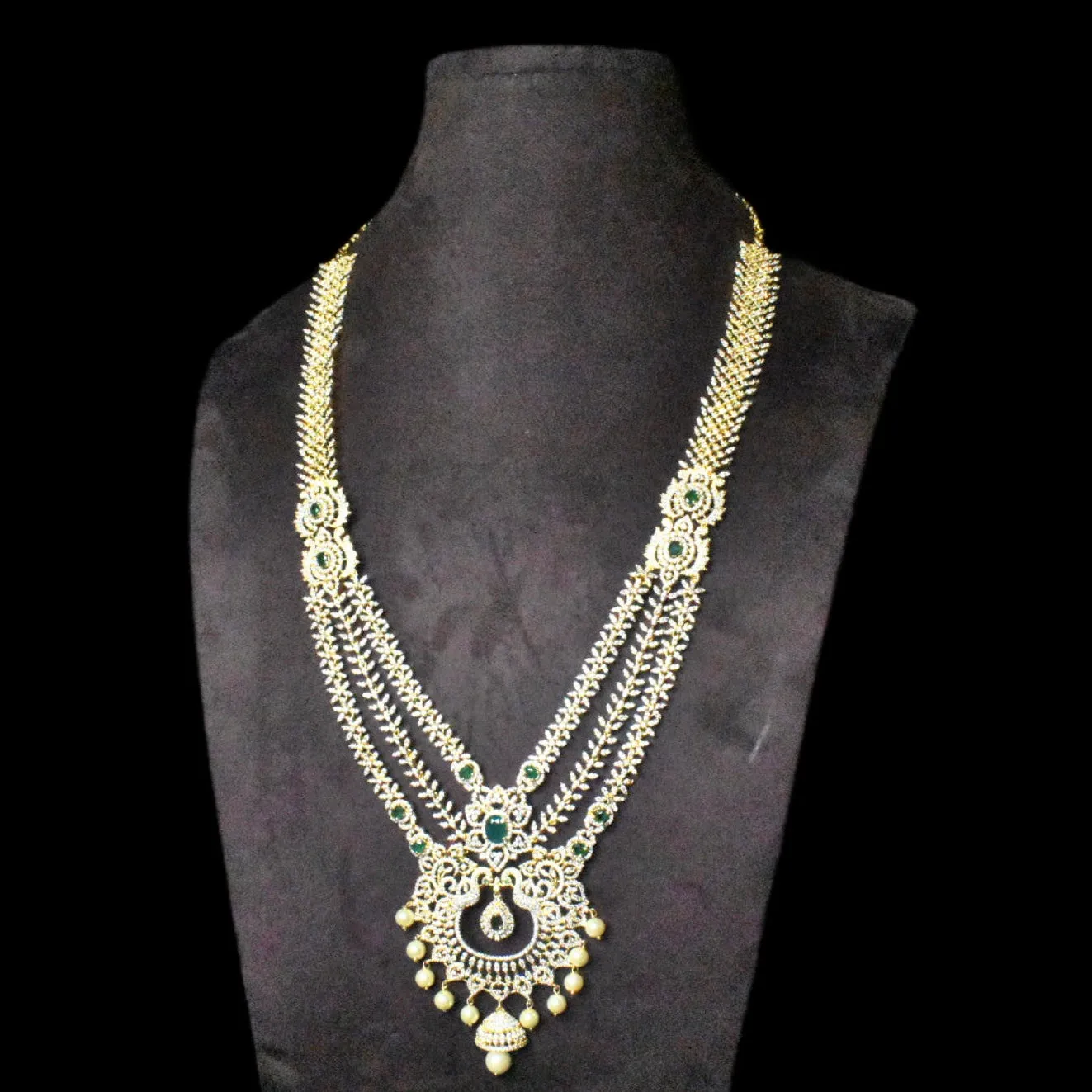 Layered American Diamonds Haram With Pendant By Asp Fashion Jewellery