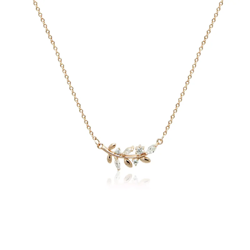 Leaf Cubic Zirconia Necklace