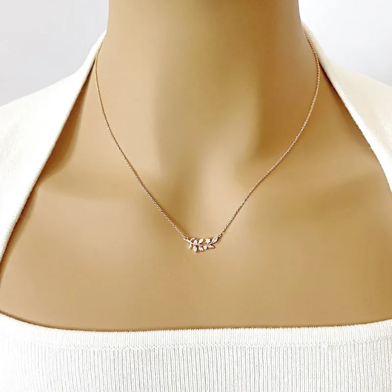 Leaf Cubic Zirconia Necklace