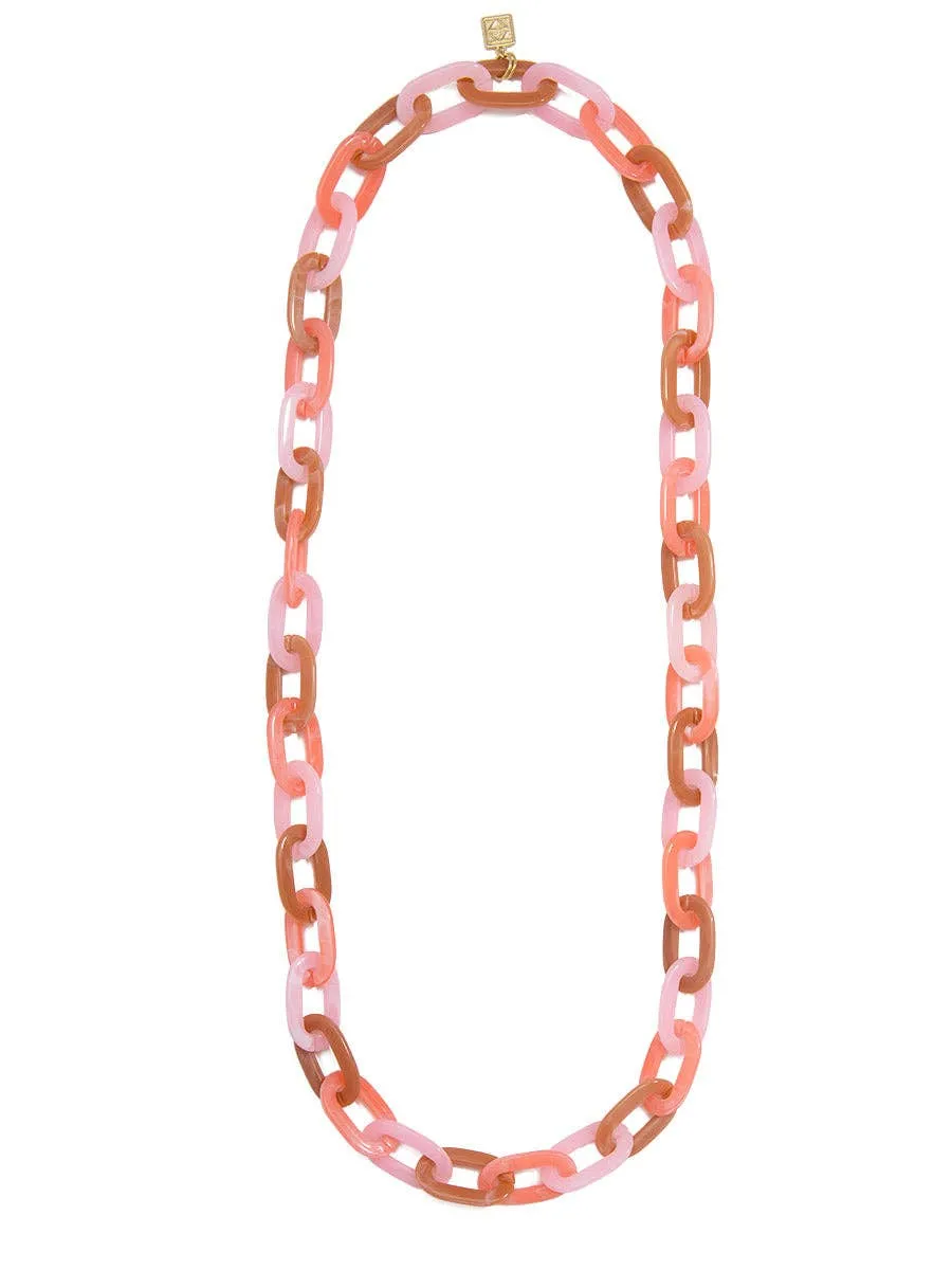 Links Long Necklace - Pink Multi