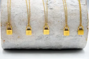 Lock Initial Necklace Gold