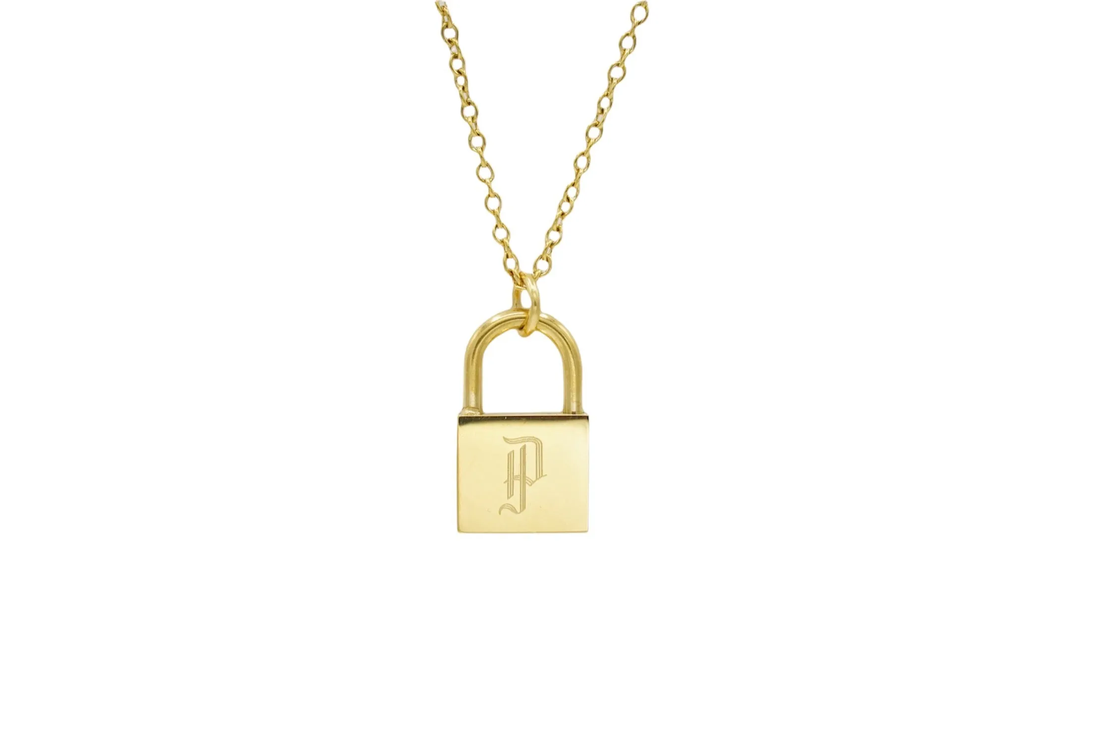 Lock Initial Necklace Gold