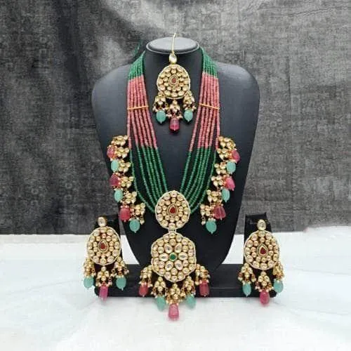 Long Dual Pendant Necklace Earring And Teeka Set