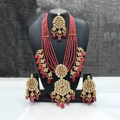 Long Dual Pendant Necklace Earring And Teeka Set