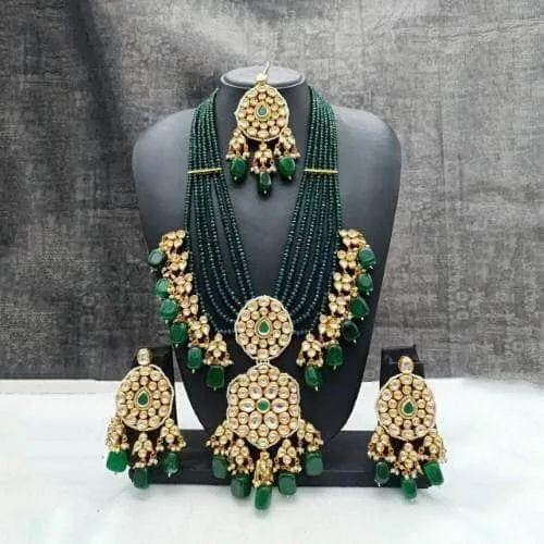 Long Dual Pendant Necklace Earring And Teeka Set