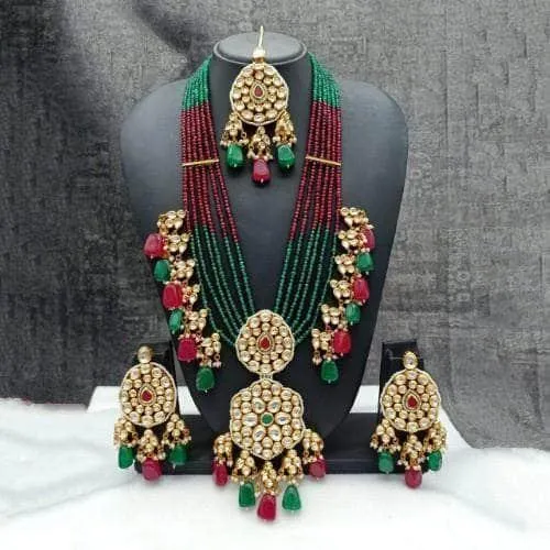 Long Dual Pendant Necklace Earring And Teeka Set