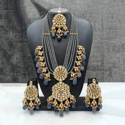 Long Dual Pendant Necklace Earring And Teeka Set