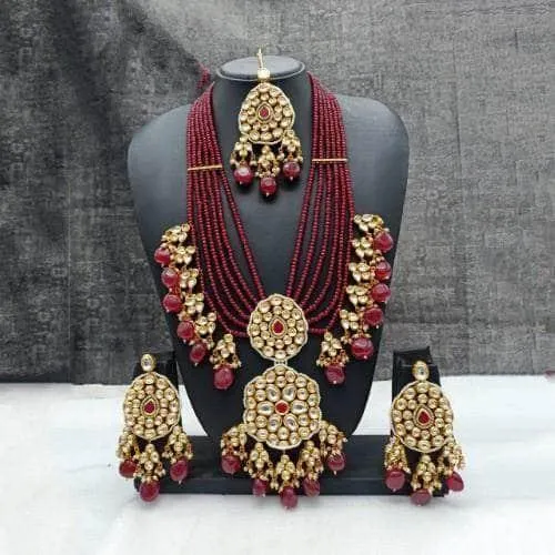 Long Dual Pendant Necklace Earring And Teeka Set