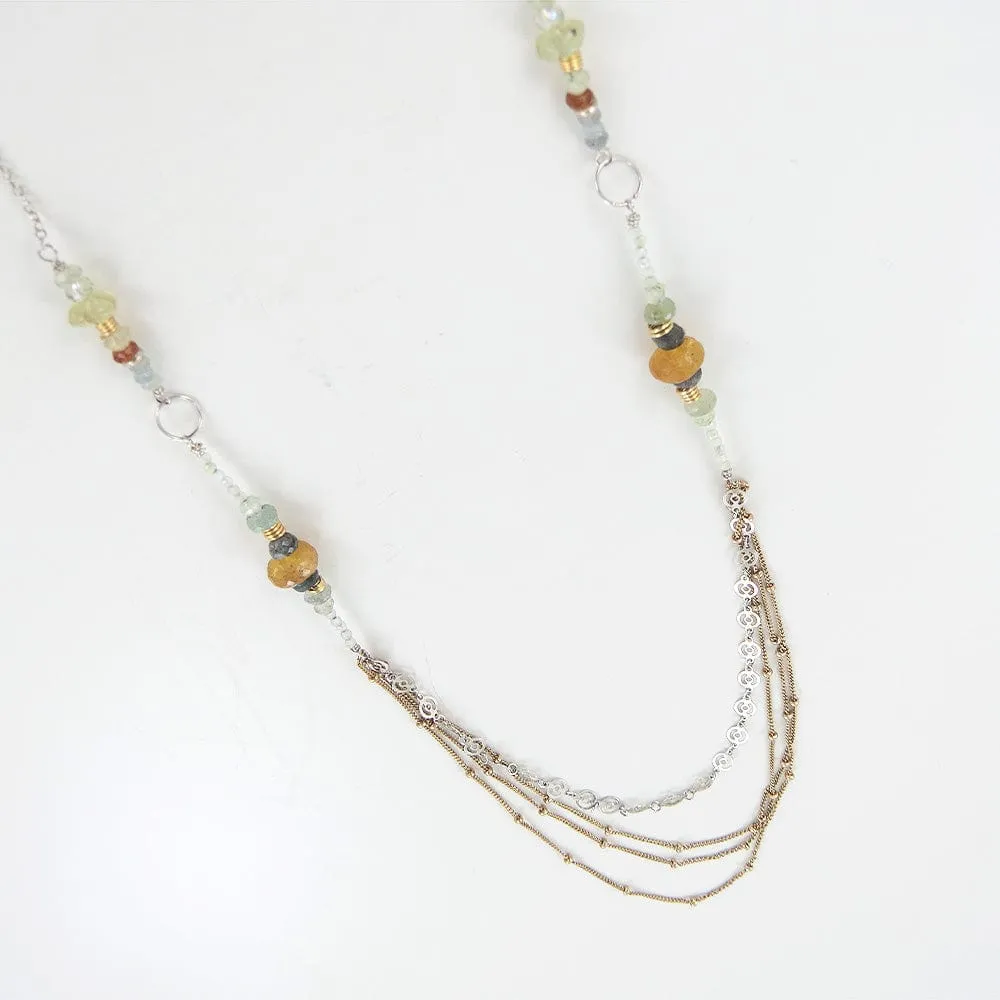 LONG HESSONITE MIX NECKLACE