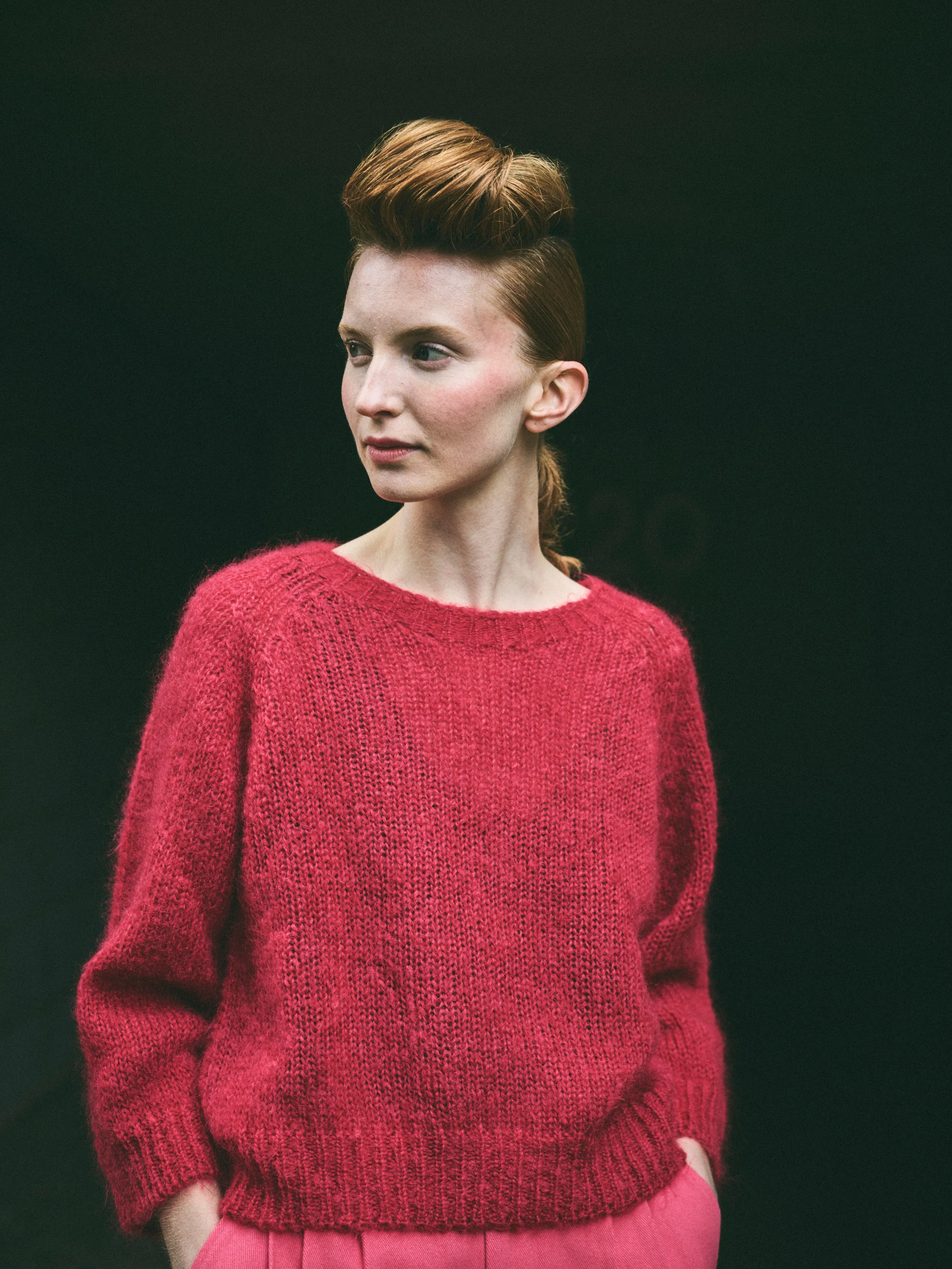 Lowie Red Mohair Cropped Jumper