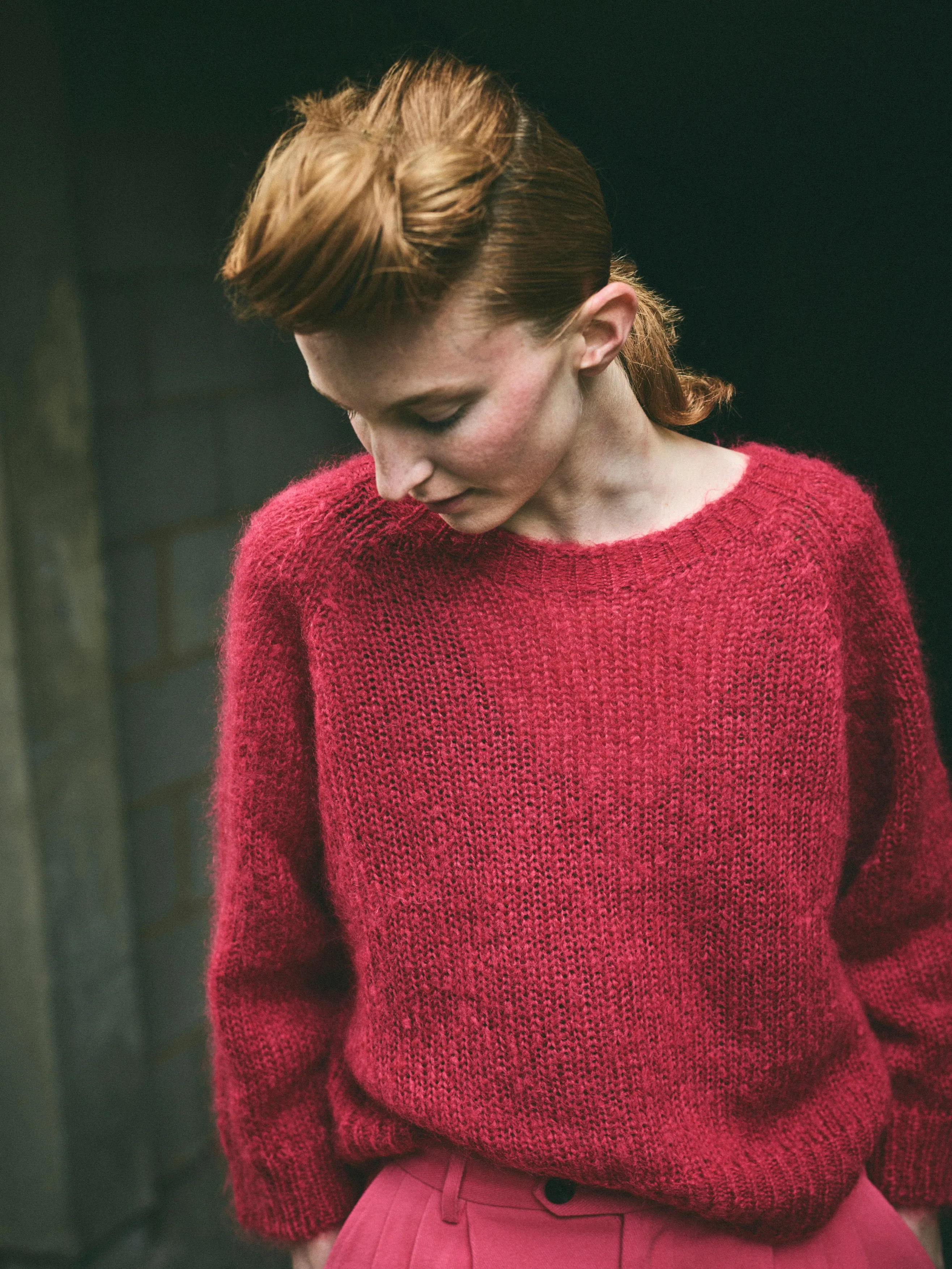 Lowie Red Mohair Cropped Jumper