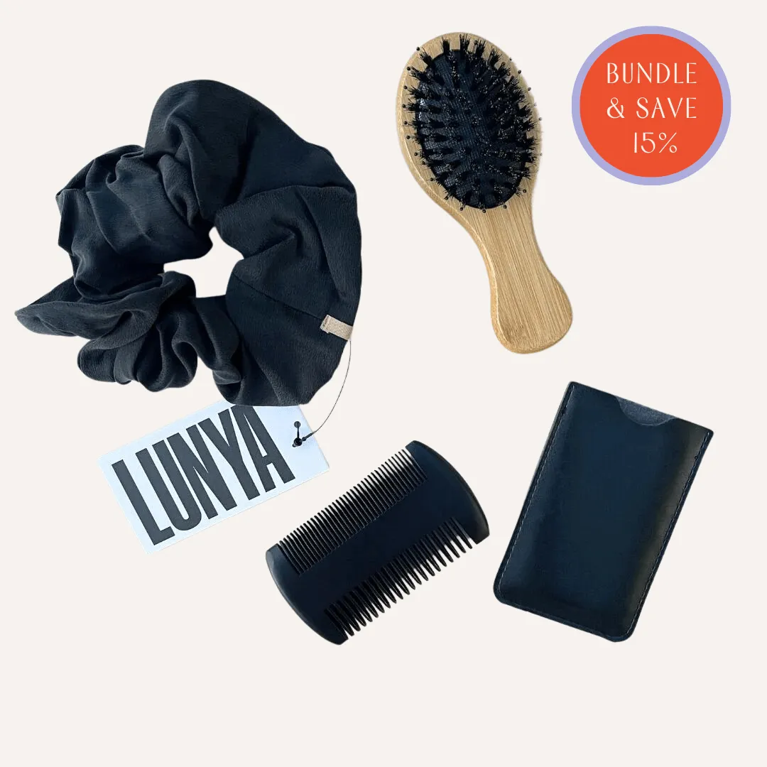 Lunya Silk Scrunchie   Bamboo Tangle Brush   Comb Bundle