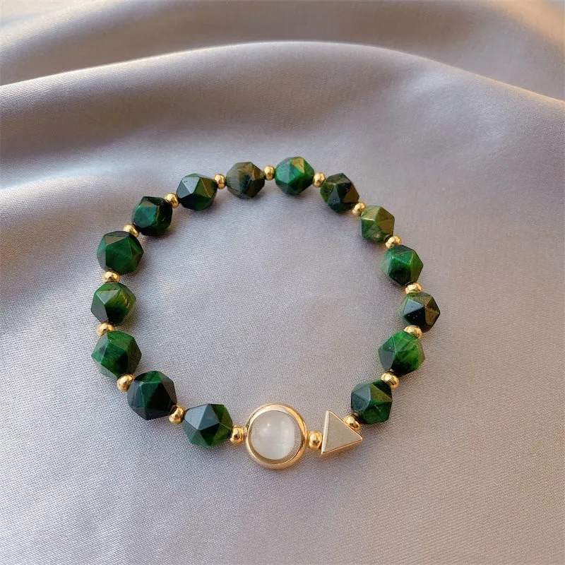 Luxury Natural Green Gemstone Crystal Bracelet