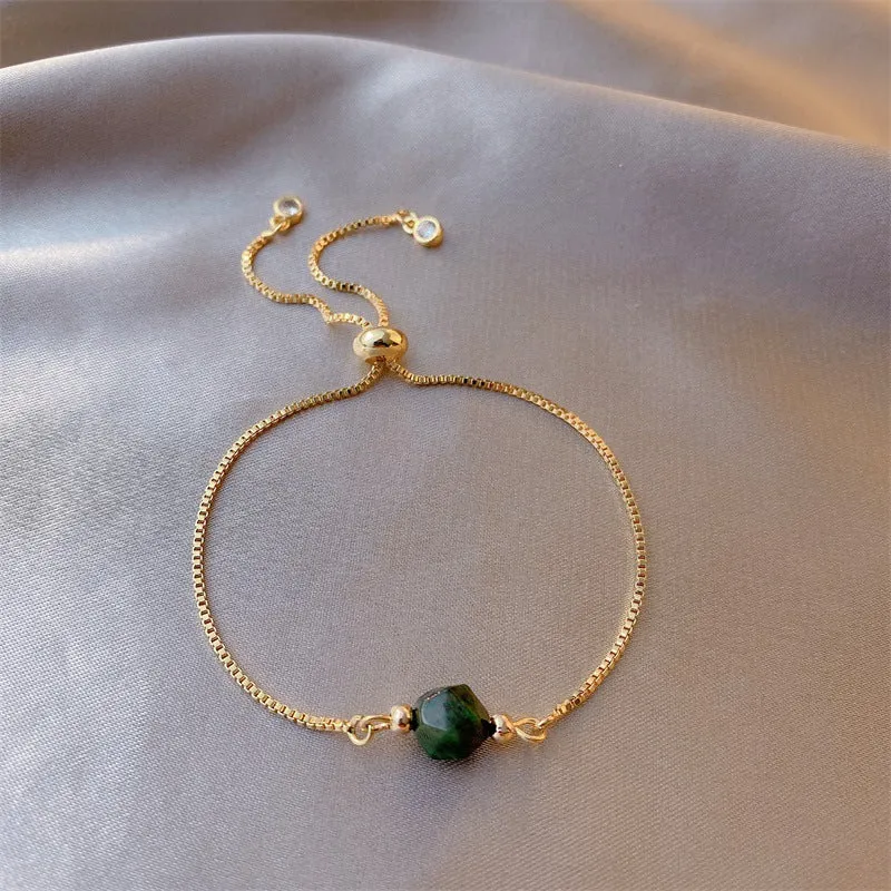 Luxury Natural Green Gemstone Crystal Bracelet