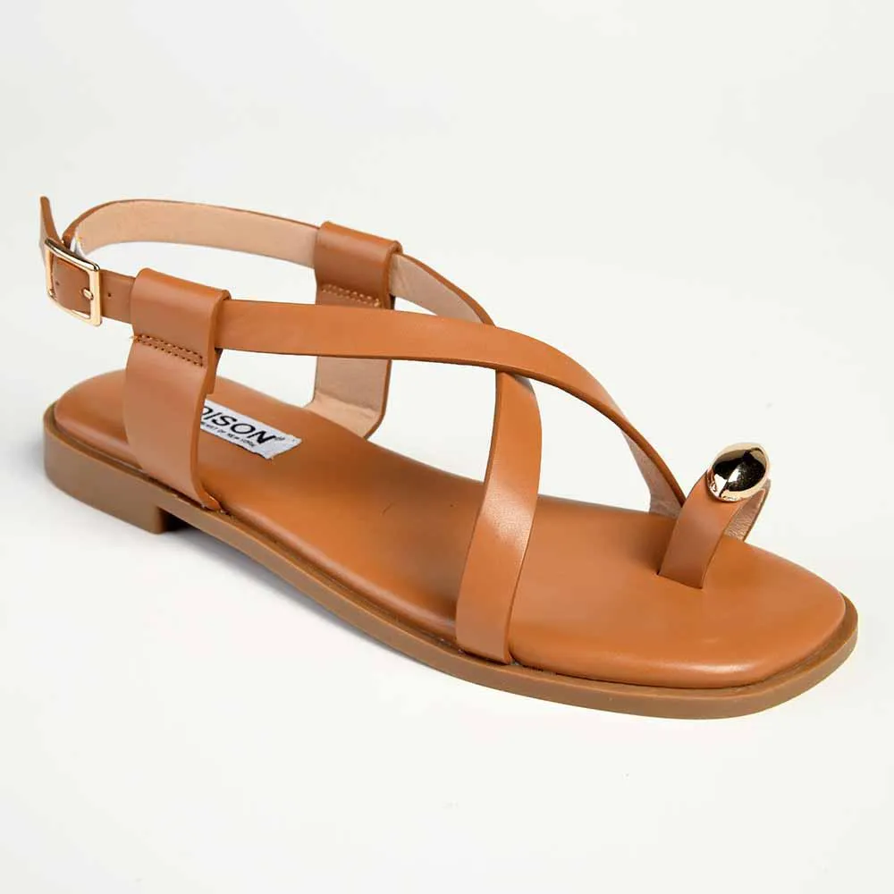 Madison jenna Toe Ring Flat Sandal - Tan