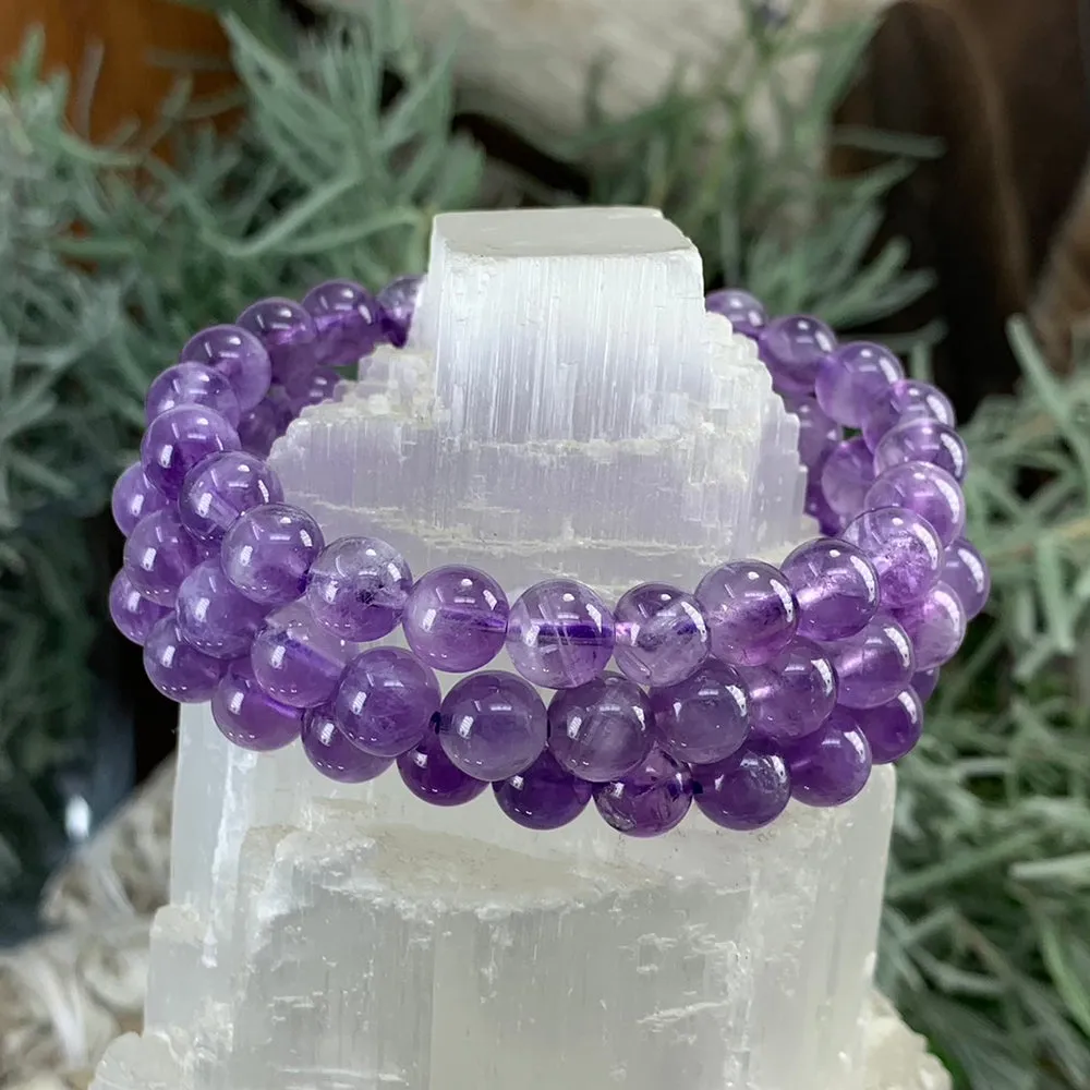 Mala Amethyst Bracelet With Velvet Pouch