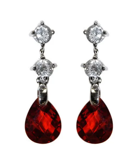 Malia Garnet Red Crystal drop earrings