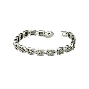 Marcasite Jewel Square Link Bracelet