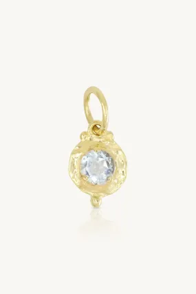 March Aquamarine Gold Birthstone Necklace Charm