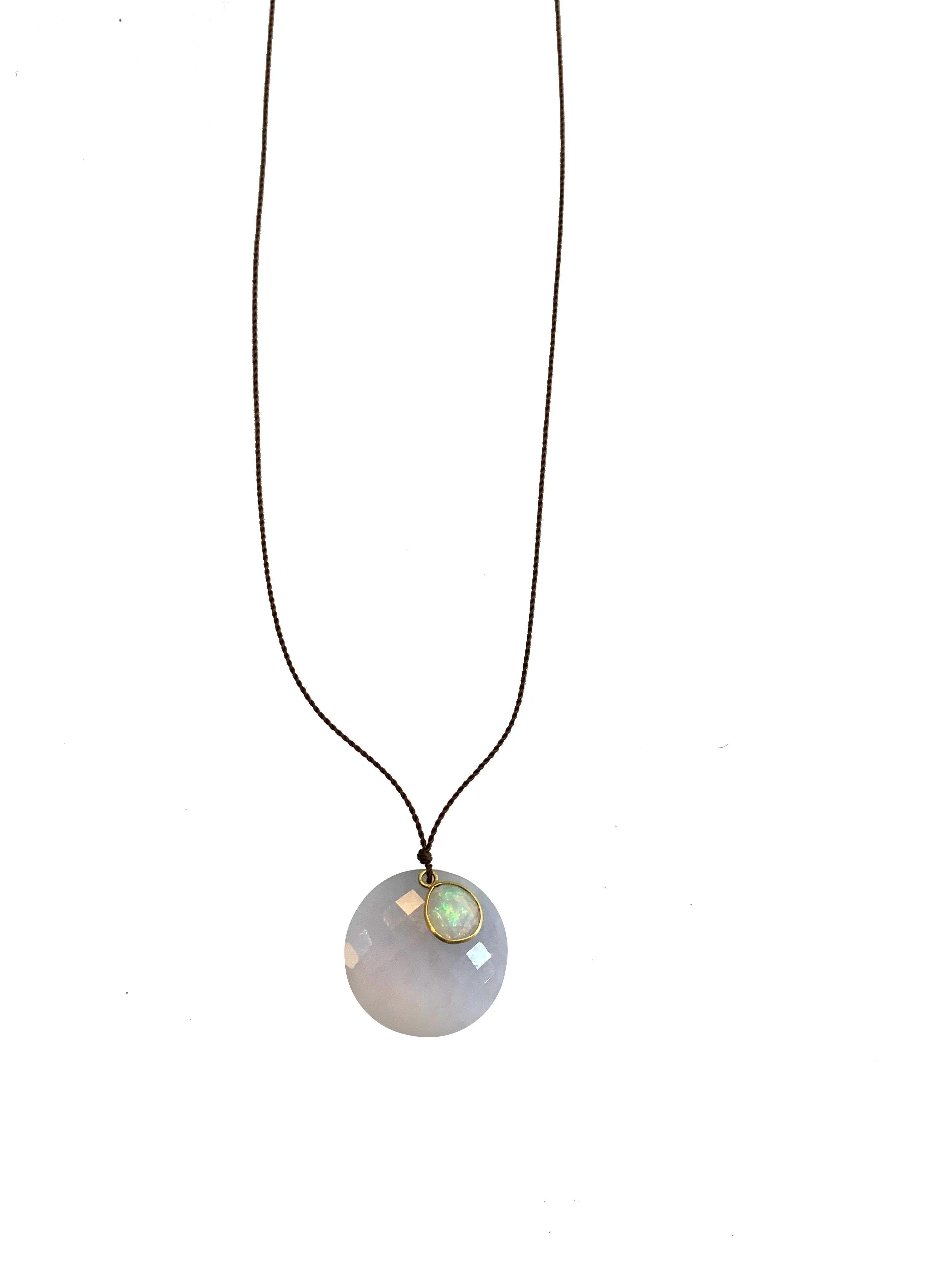 Margaret Solow | White Chalcedony Opal 18k Gold Necklace