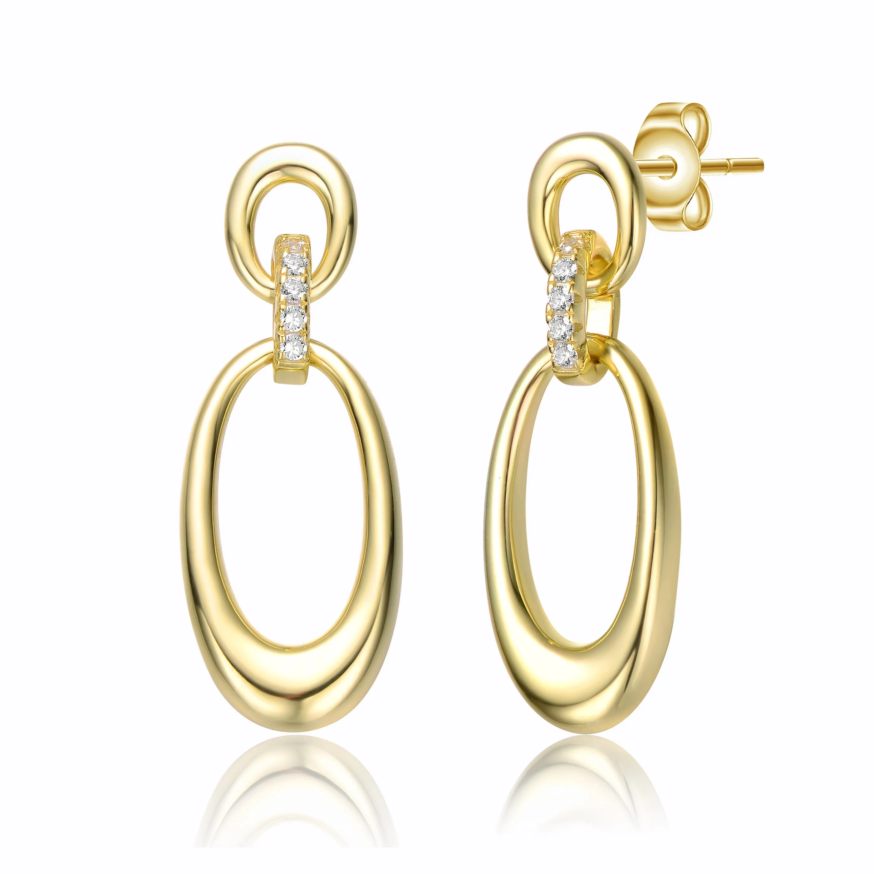 Marguerite Golden CZ Oval Drop Earrings