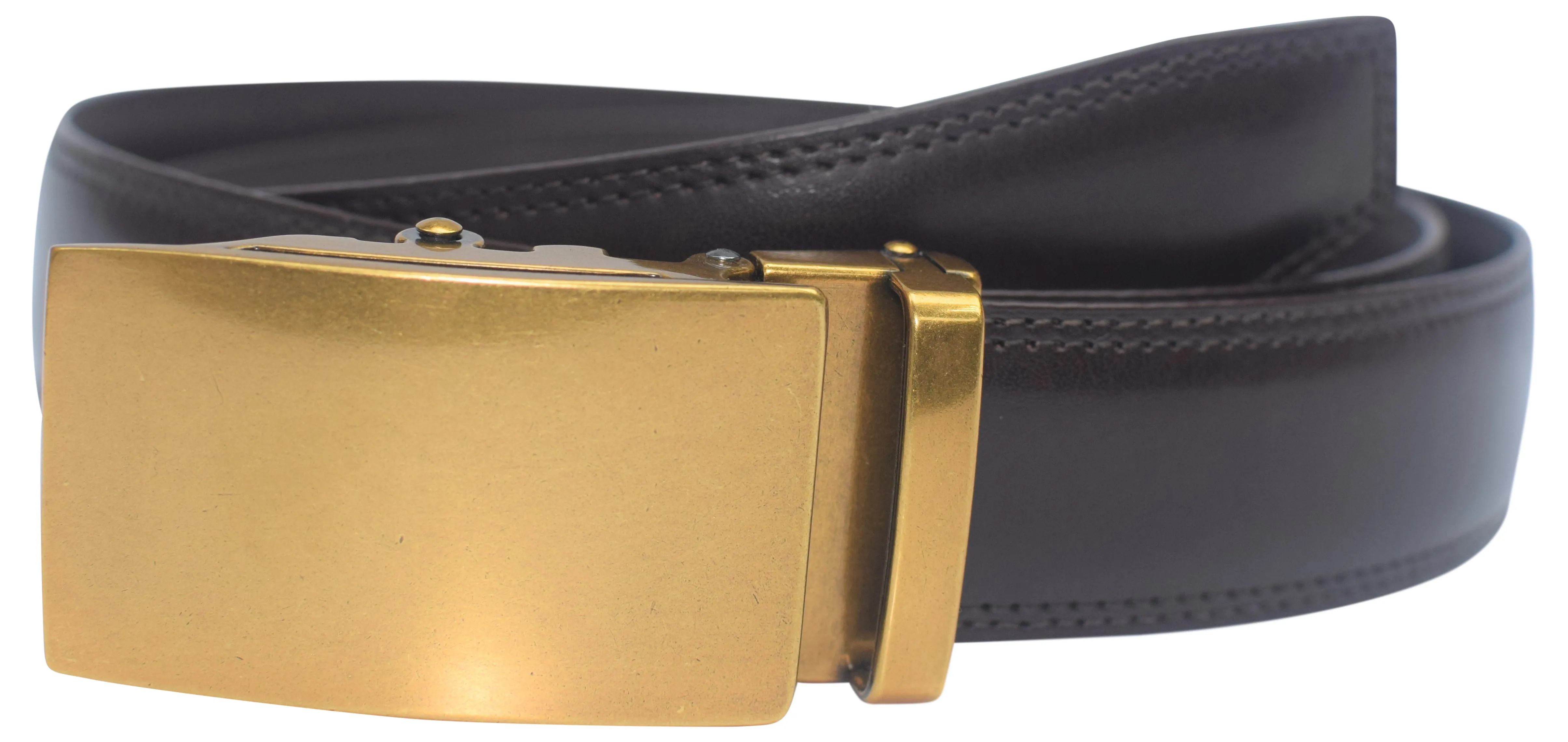 Marshal Men's Genuine Leather Ratchet Dress Belt With Automatic Buckle