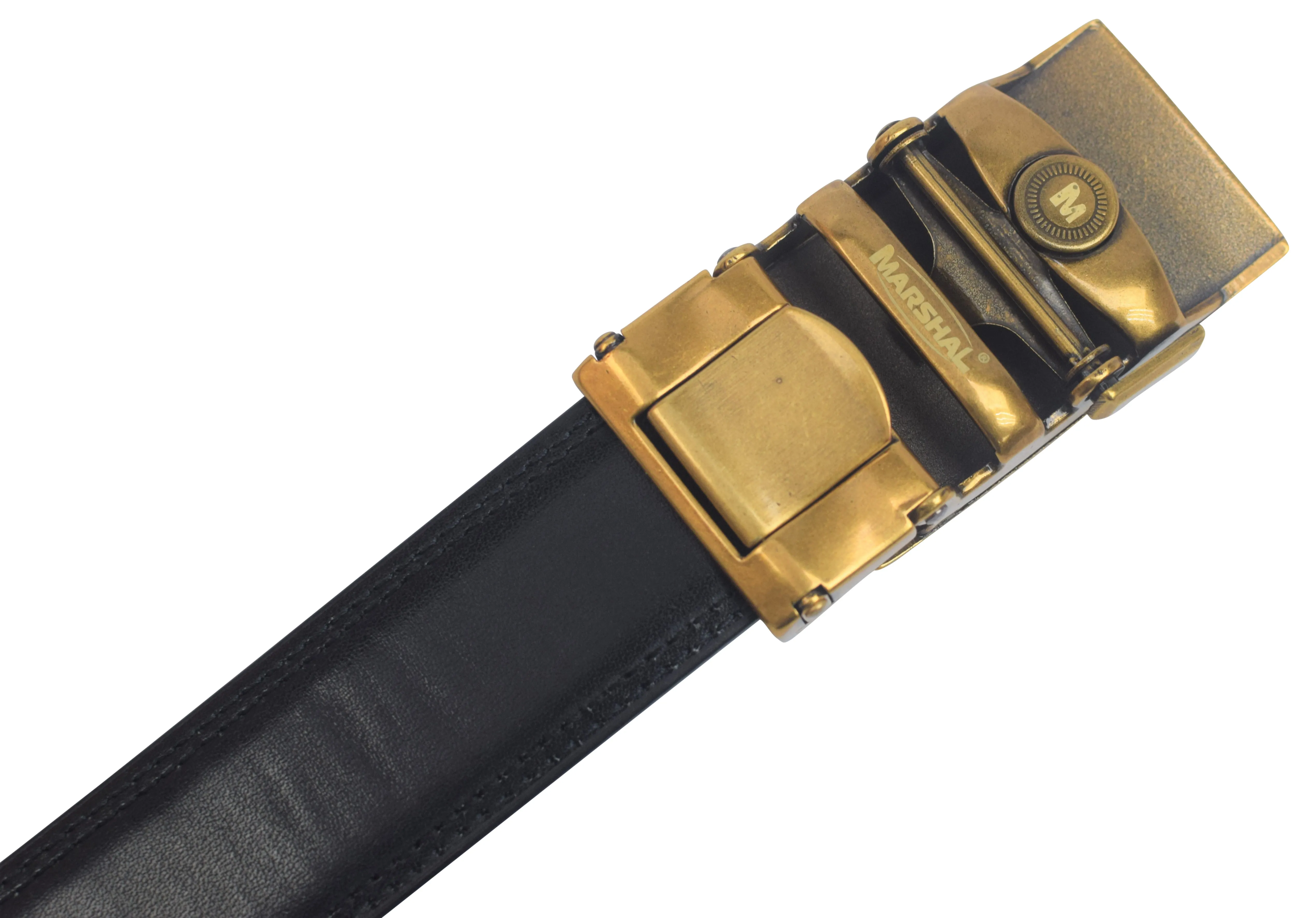 Marshal Men's Genuine Leather Ratchet Dress Belt With Automatic Buckle