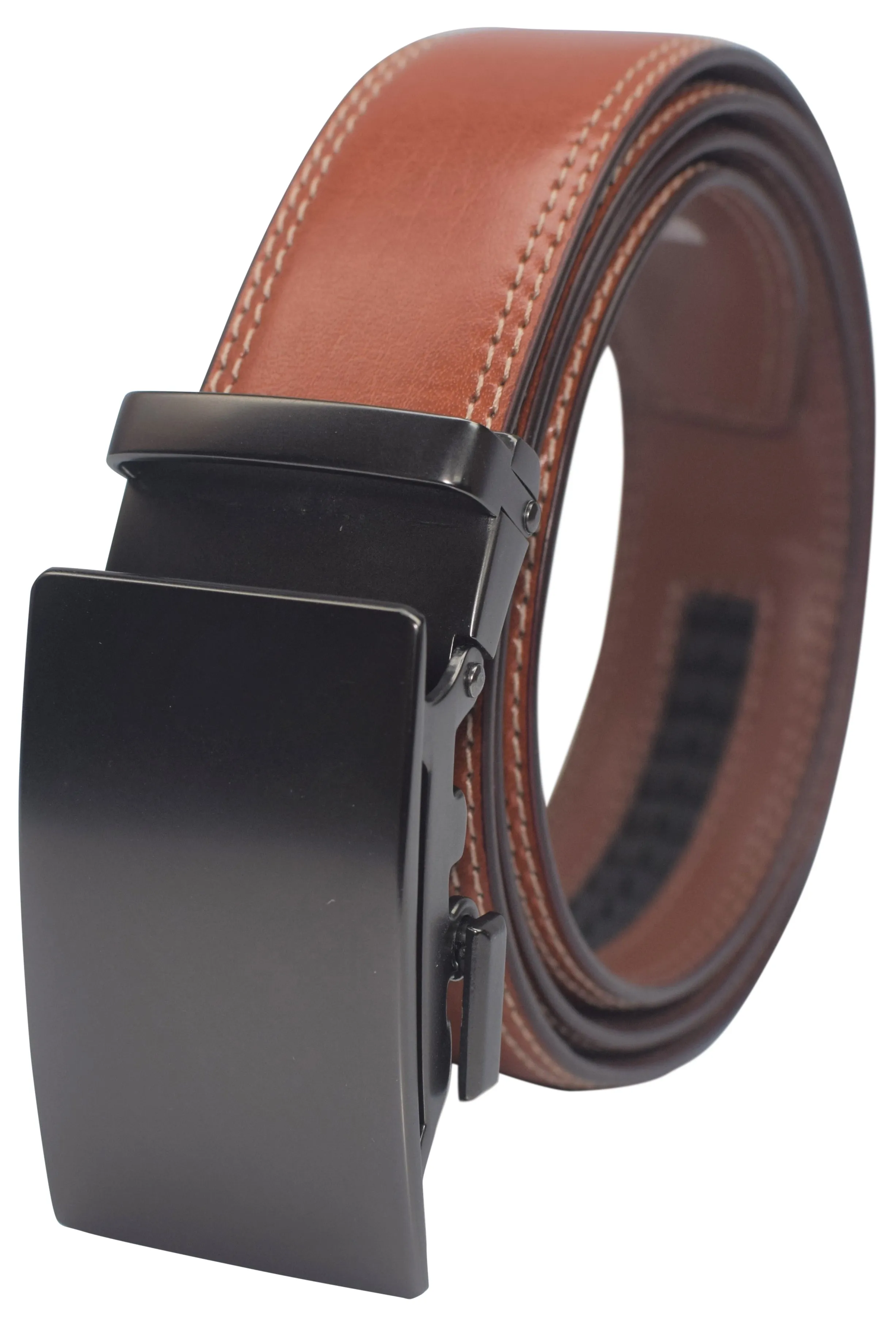 Marshal Men's Genuine Leather Ratchet Dress Belt With Automatic Buckle