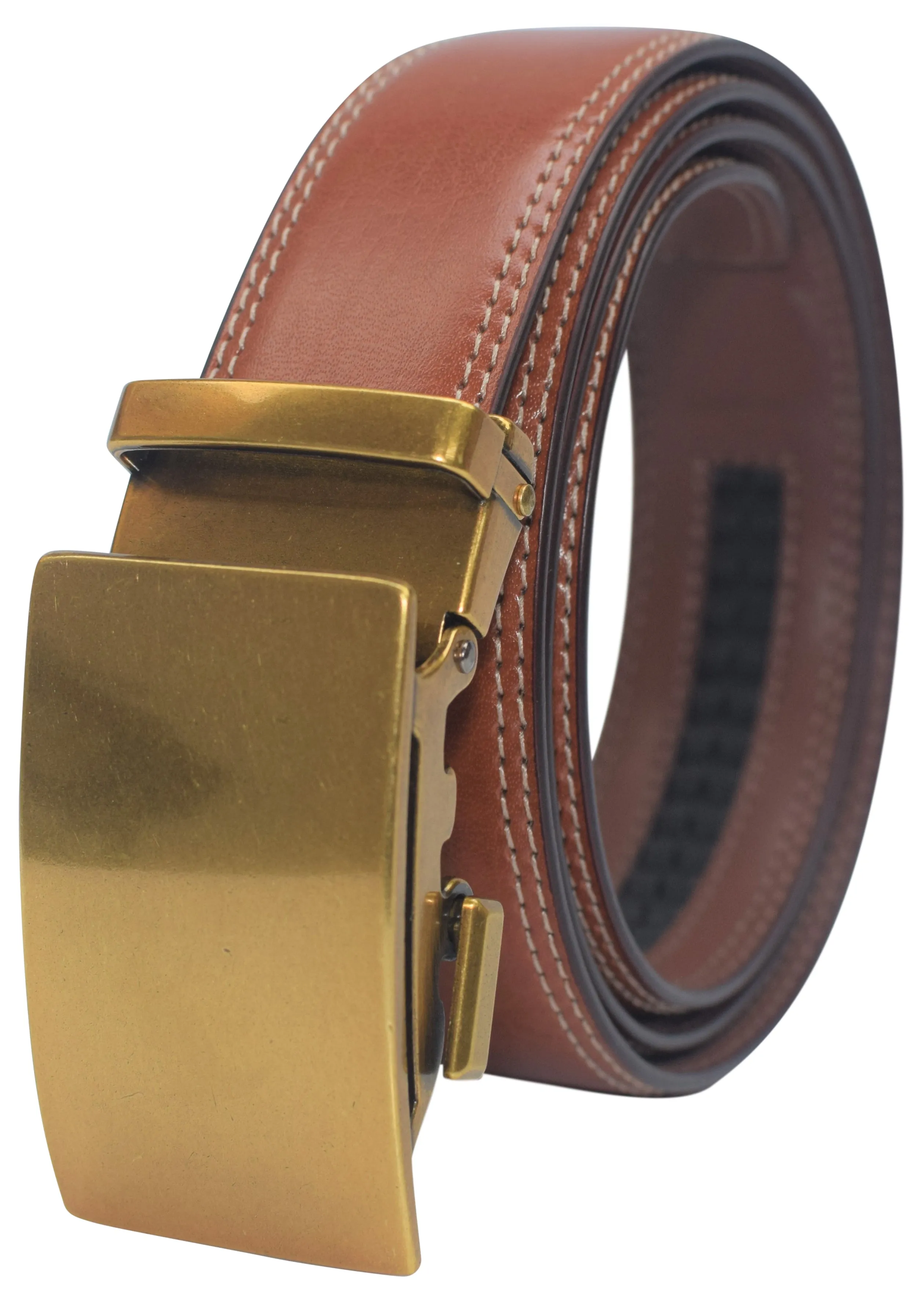 Marshal Men's Genuine Leather Ratchet Dress Belt With Automatic Buckle