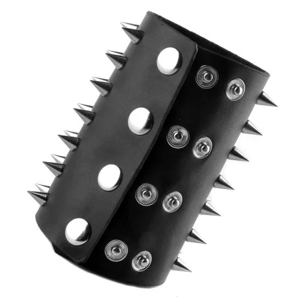 Massive Heavy Metal Leather Spike Bracelet Gauntlet Riveted