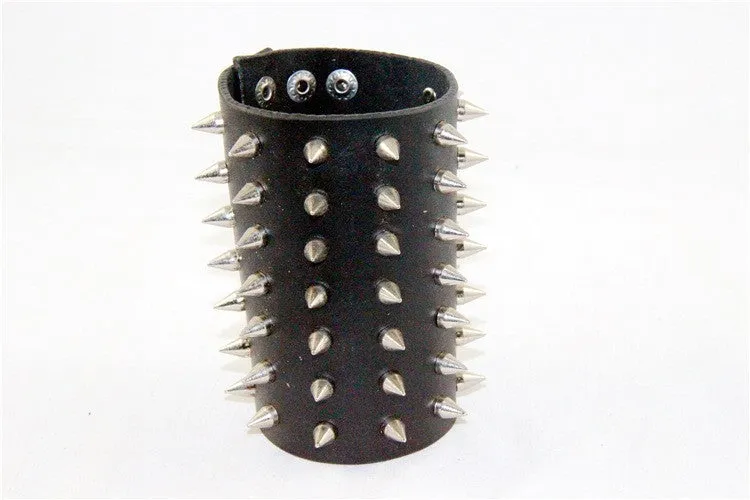 Massive Heavy Metal Leather Spike Bracelet Gauntlet Riveted