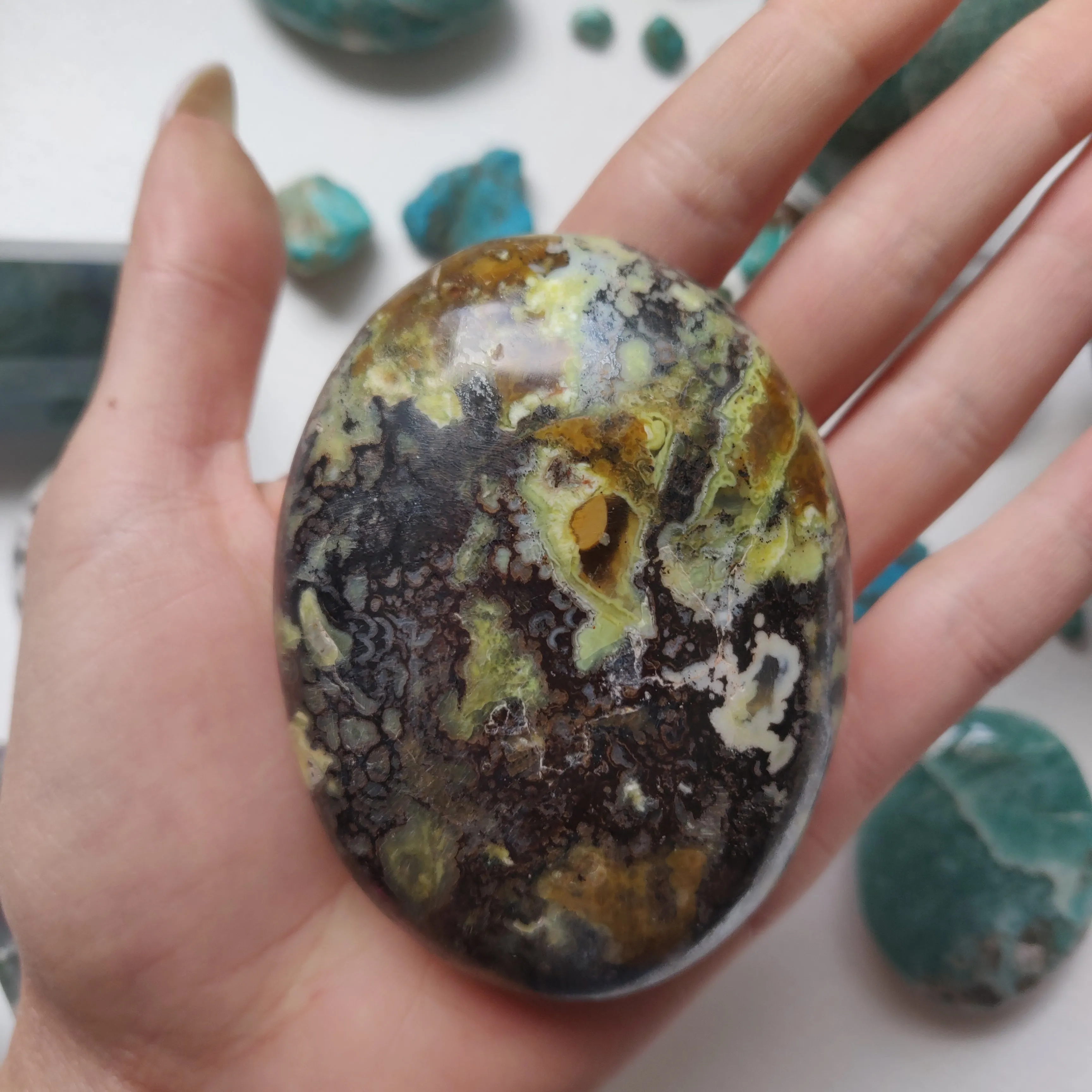 Matrix Green Opal Palm Stone (#1)