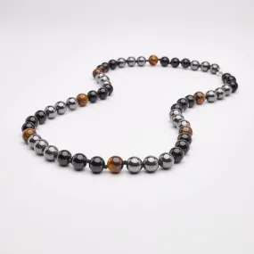 Mens Beaded Necklace | Handmade Natural Tigers Eye And Onyx Beaded Necklace for Men