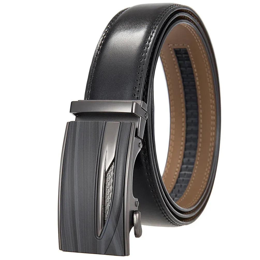 Men's Belts High Quality Genuine Leather Belts Metal Automatic Buckle Luxury Male Belts Business Casual Cowhide Waist Band