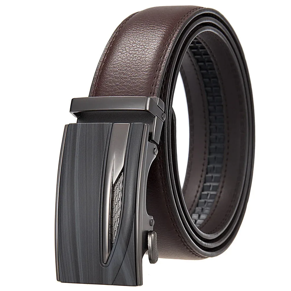 Men's Belts High Quality Genuine Leather Belts Metal Automatic Buckle Luxury Male Belts Business Casual Cowhide Waist Band