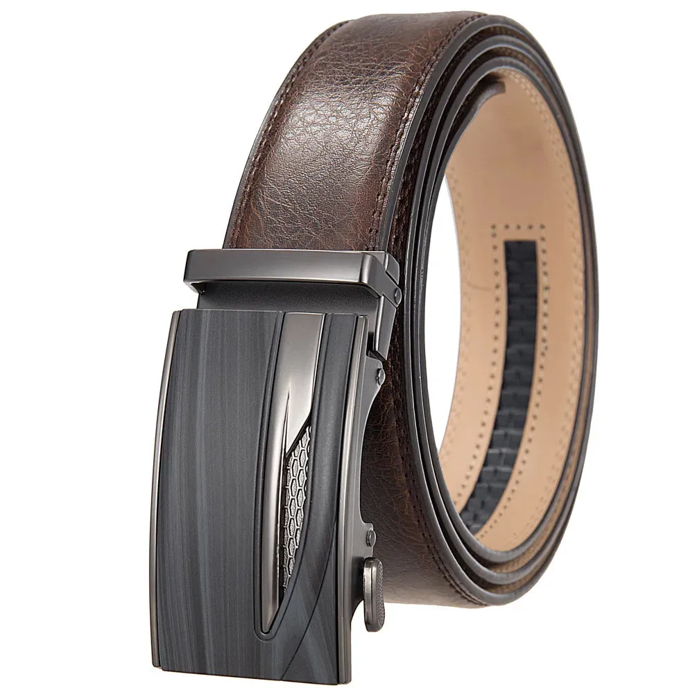 Men's Belts High Quality Genuine Leather Belts Metal Automatic Buckle Luxury Male Belts Business Casual Cowhide Waist Band