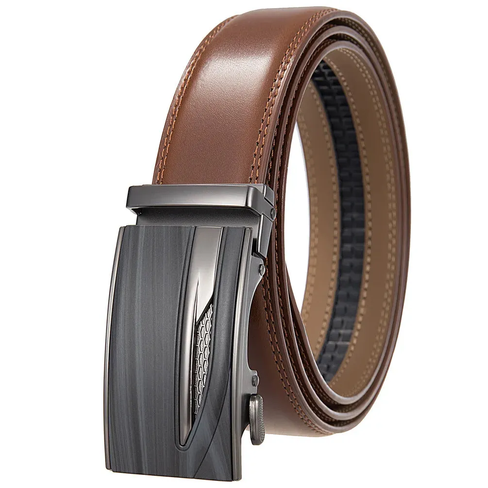 Men's Belts High Quality Genuine Leather Belts Metal Automatic Buckle Luxury Male Belts Business Casual Cowhide Waist Band