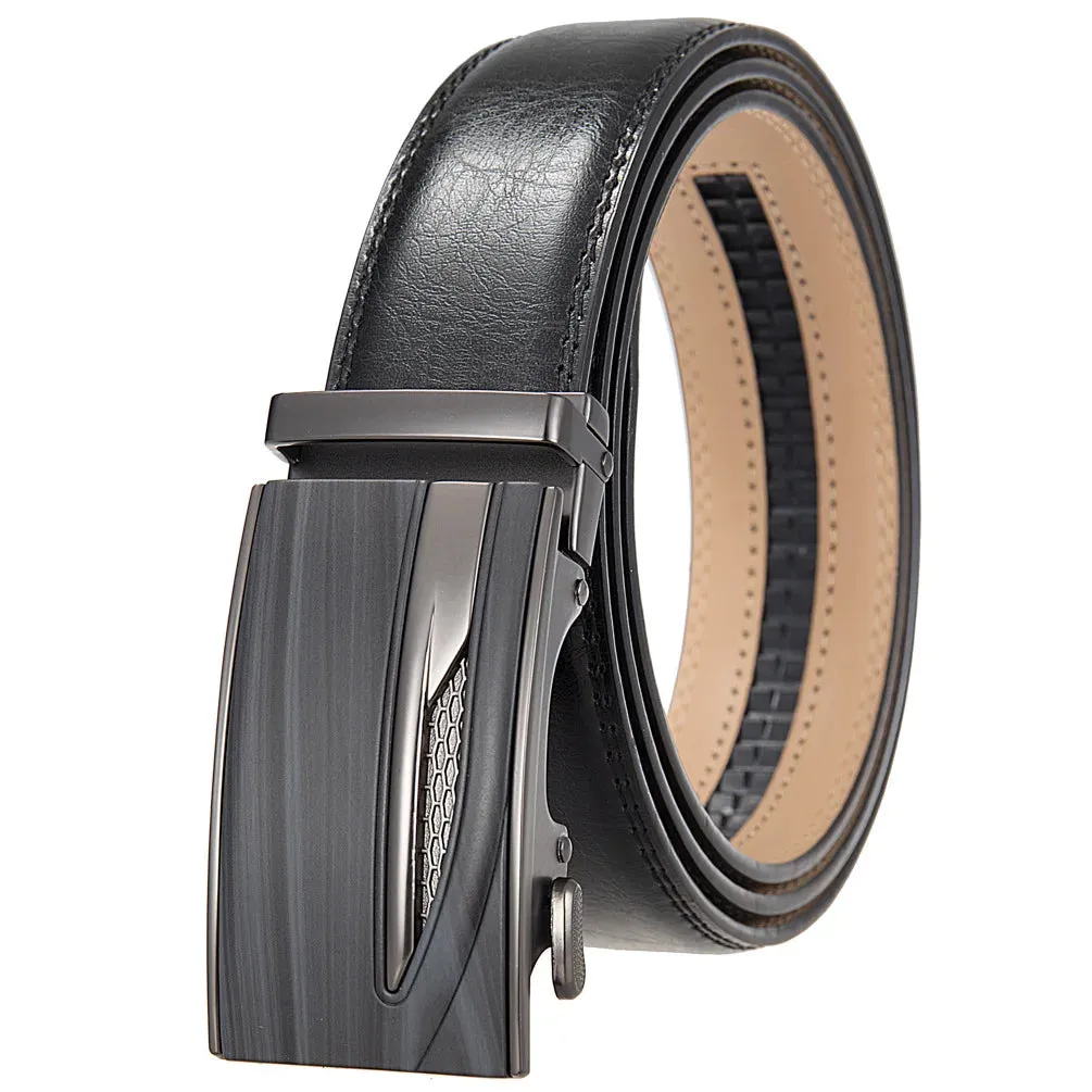 Men's Belts High Quality Genuine Leather Belts Metal Automatic Buckle Luxury Male Belts Business Casual Cowhide Waist Band