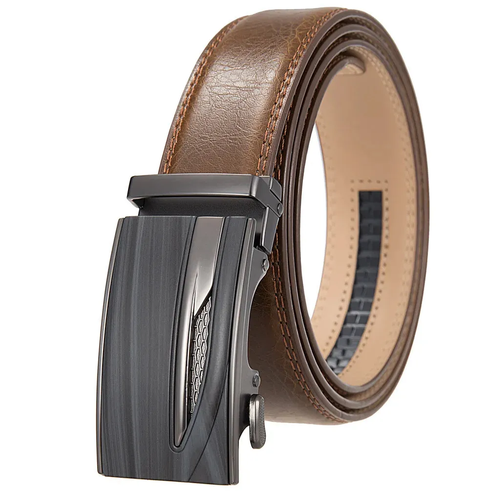 Men's Belts High Quality Genuine Leather Belts Metal Automatic Buckle Luxury Male Belts Business Casual Cowhide Waist Band