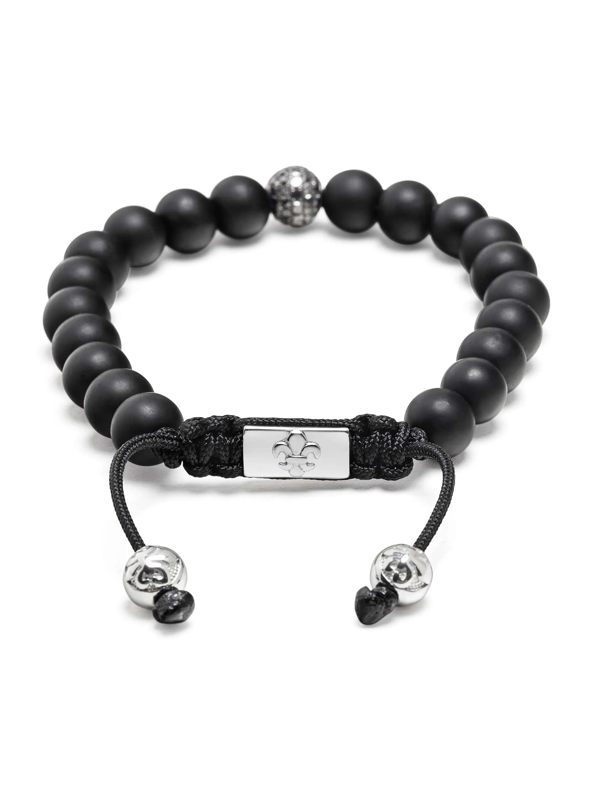 Men's Black Diamond Beaded Bracelet with Matte Onyx