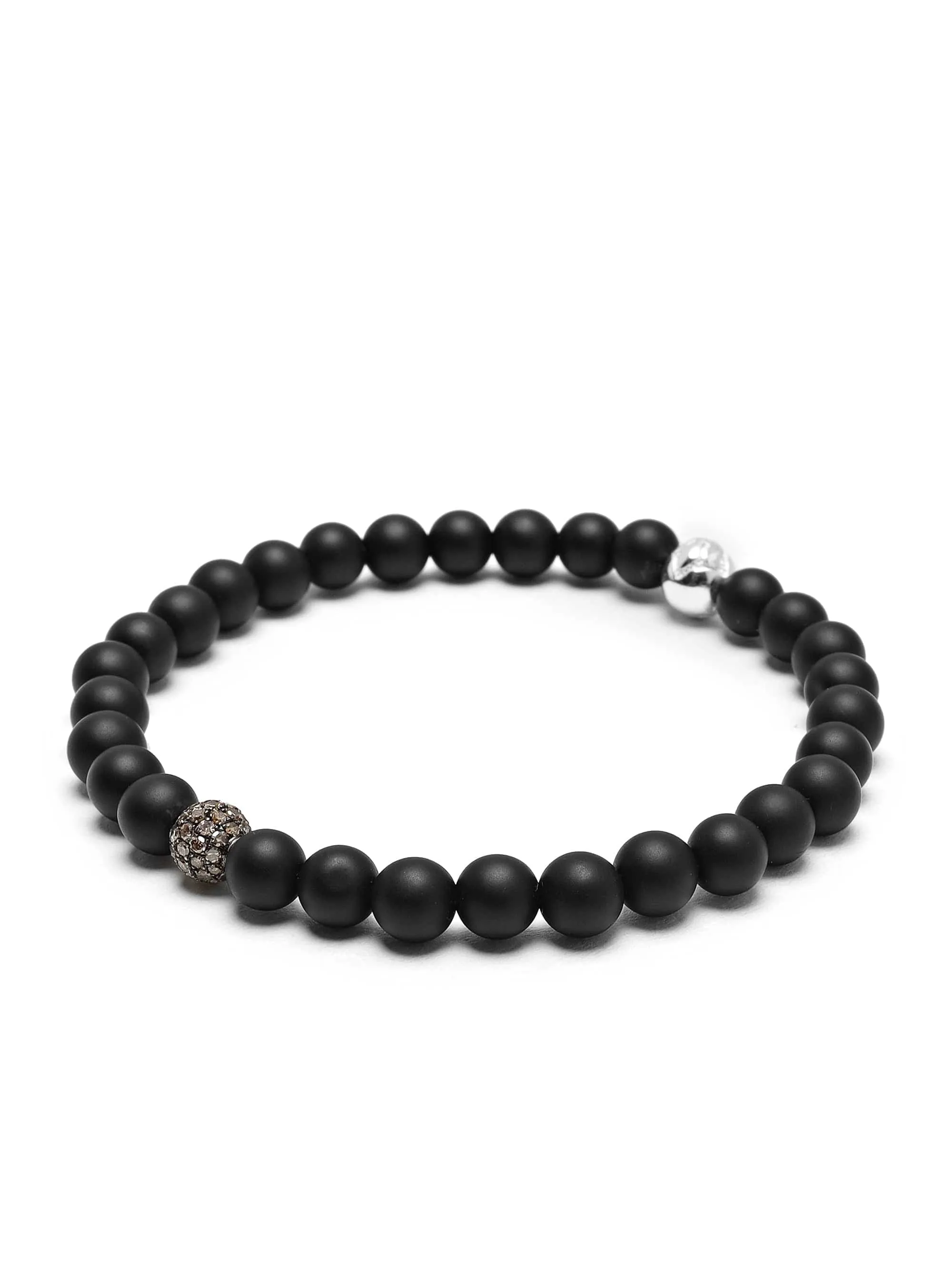 Men's Grey Diamond Wristband with Onyx