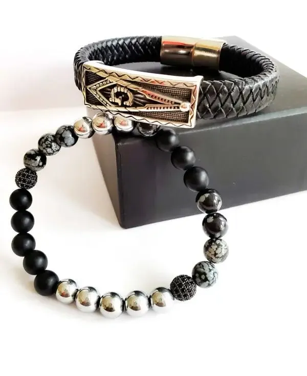 Men's "Onyx" Masonic Bracelet set